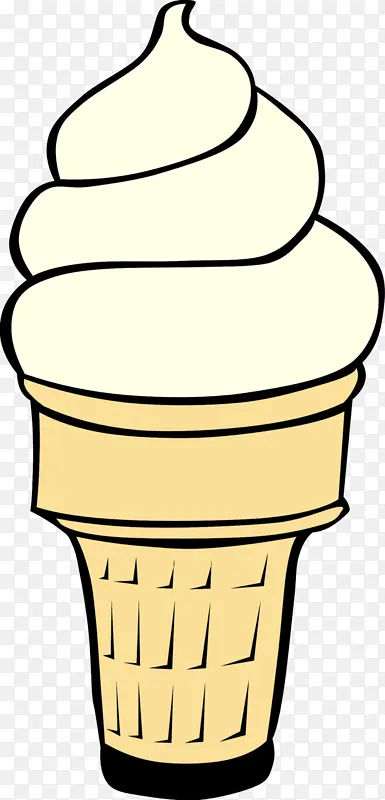 冰淇淋蛋筒 黄色 线条艺术