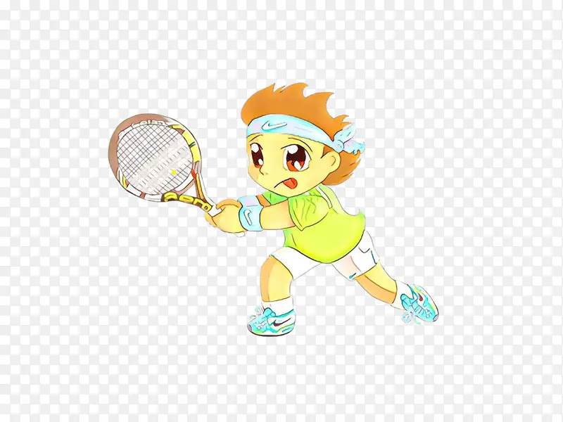 卡通 网球运动员 网球