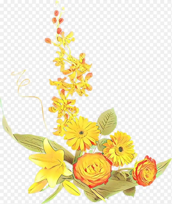 卡通 黄色 花卉