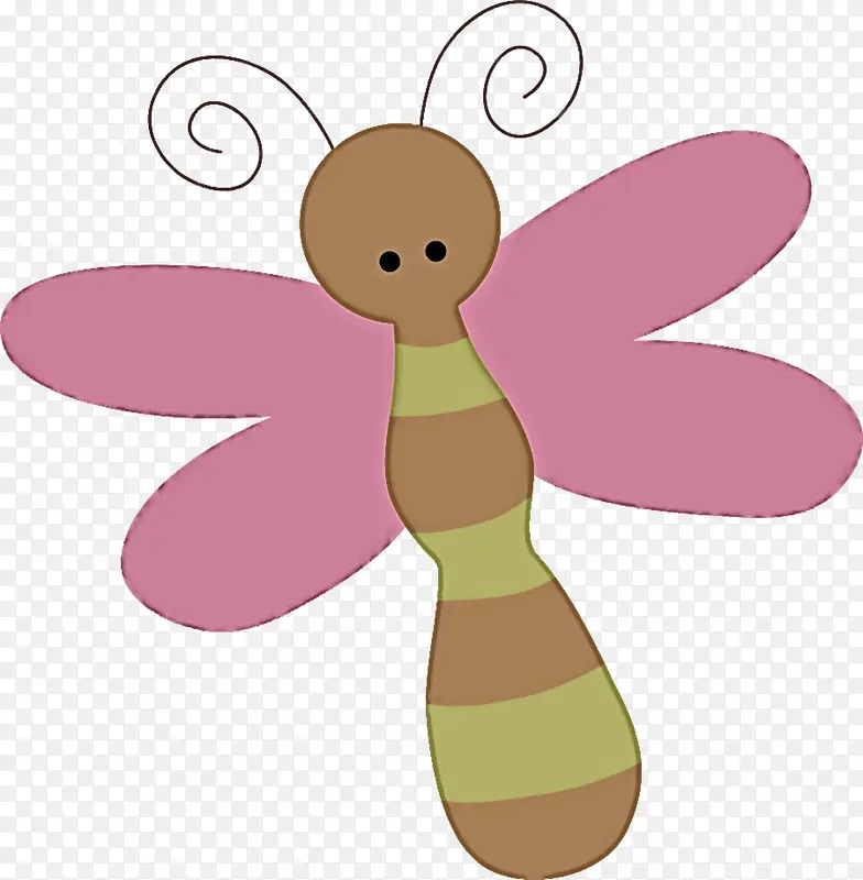 卡通 粉色 蜻蜓和蝴蝶