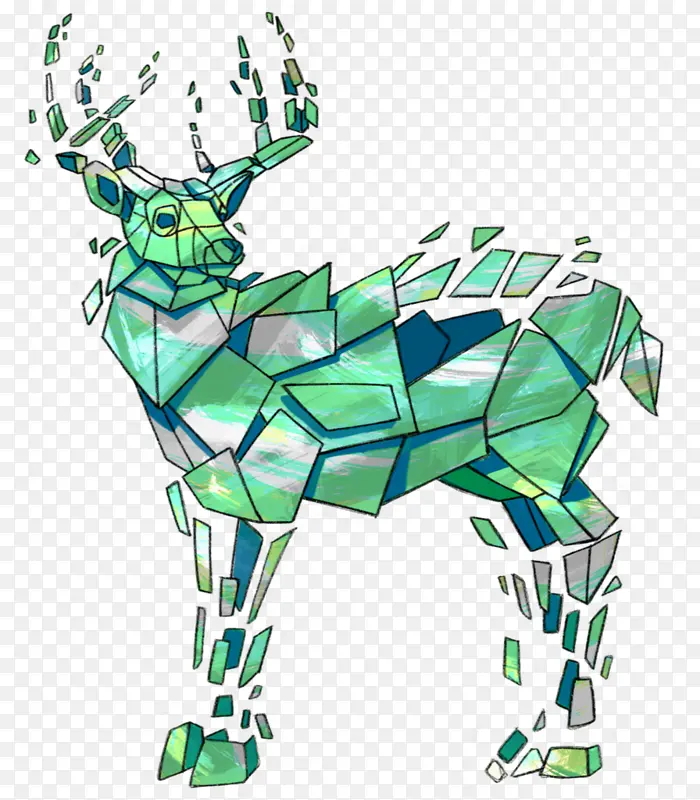 绿色 鹿 动物形象