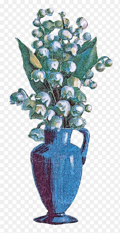 蓝色 花盆 花