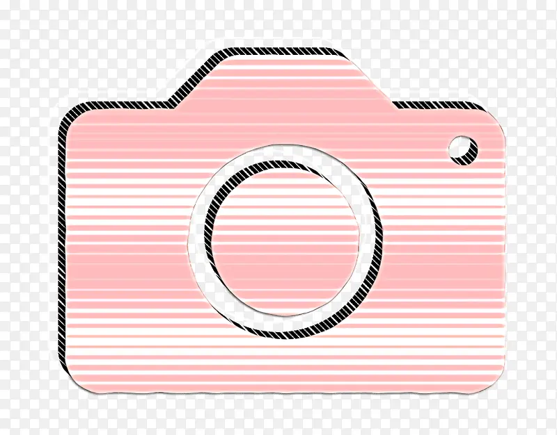 相机图标 粉色 线条