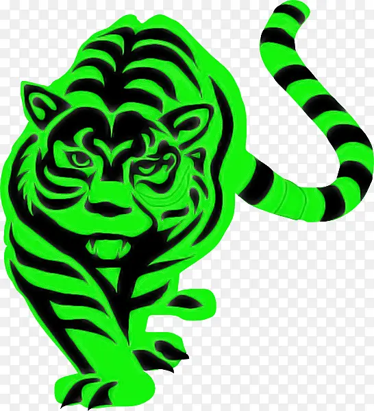 绿色 动物形象 老虎