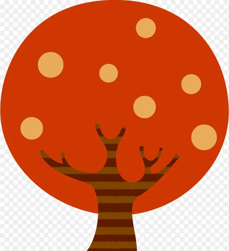 秋天的树 抽象卡通树 橙色