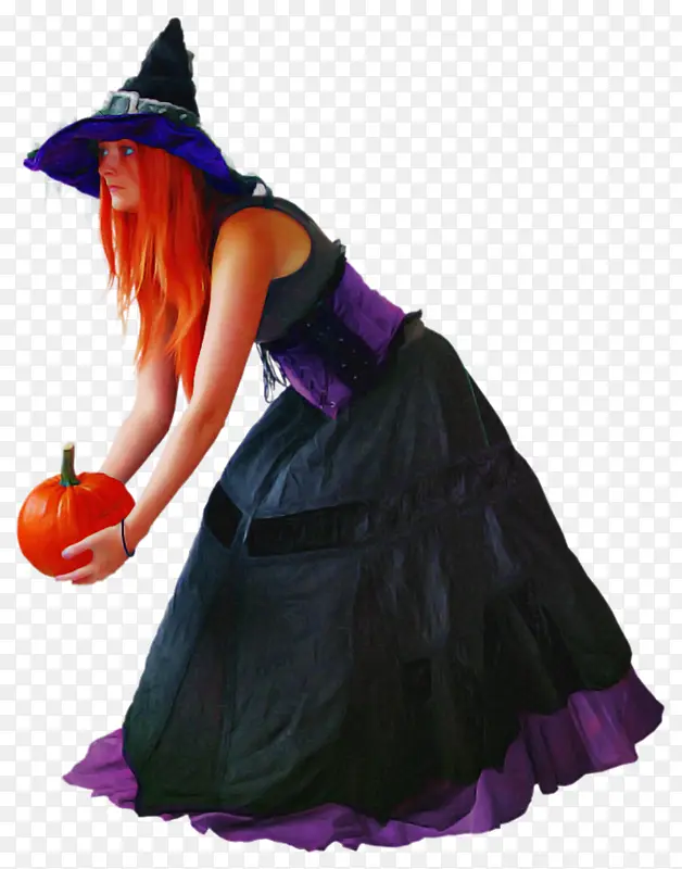 服装 紫色 女巫帽