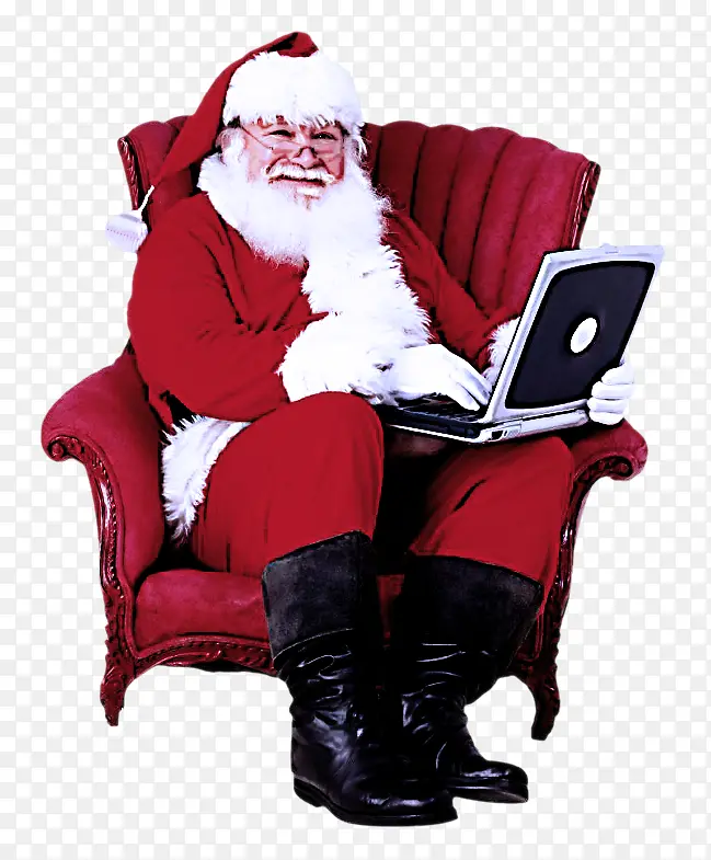 圣诞老人 坐着 圣诞袜