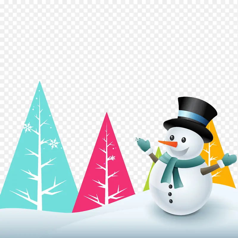 雪人 派对帽 圣诞树