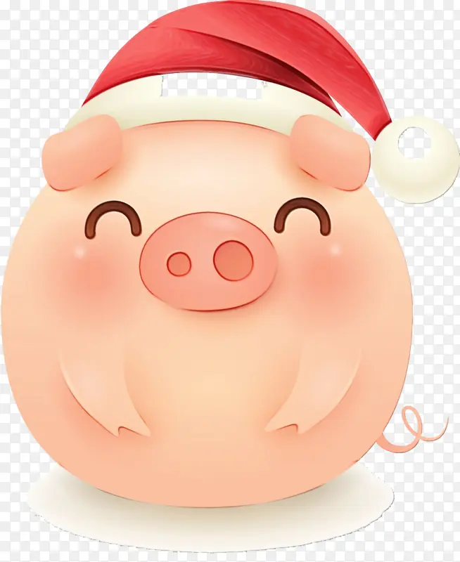 圣诞快乐猪 可爱猪 水彩