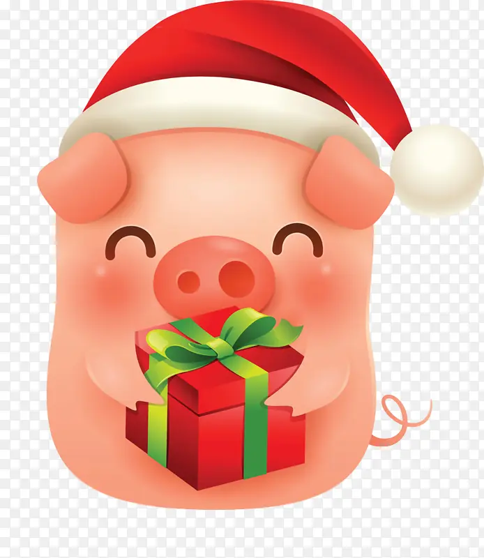 圣诞快乐猪 可爱的猪 圣诞老人