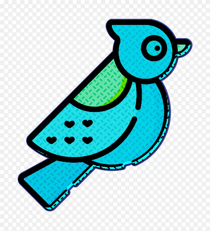 鸟形图标 社交媒体图标 绿松石色