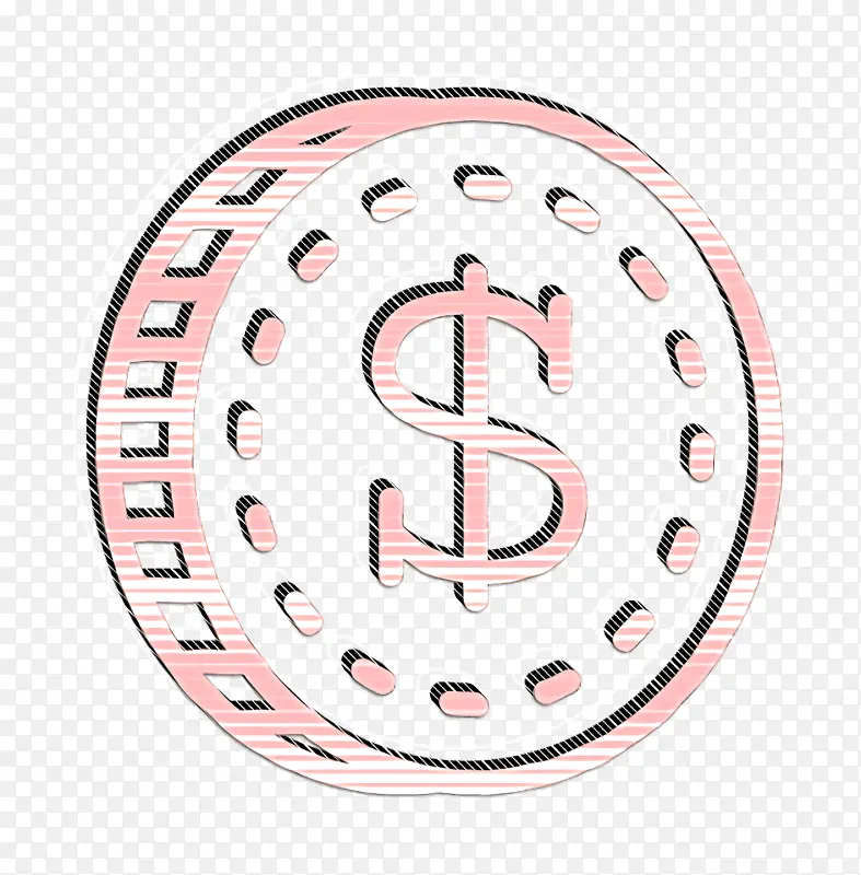硬币图标 商业图标 粉色