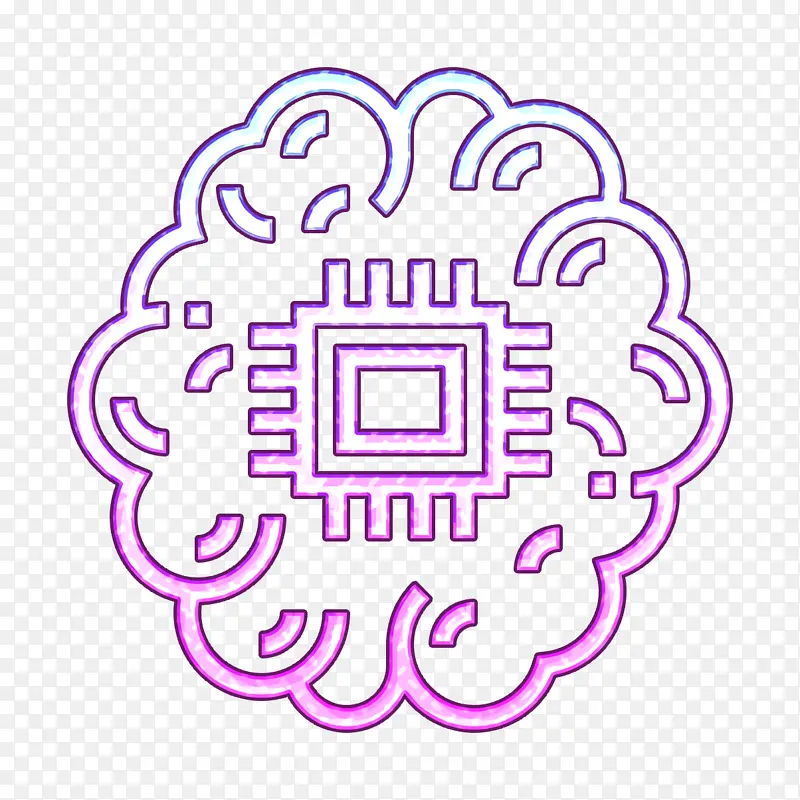 人工智能图标 大脑图标 紫罗兰色