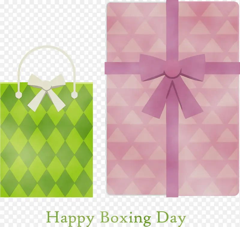 节礼日快乐节礼日水彩画颜料湿墨粉色绿色紫色袋子洋红长方形