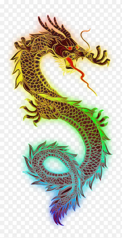 彩虹色青龙图案设计PNG图片素材下载_图片编号6988574-PNG素材网