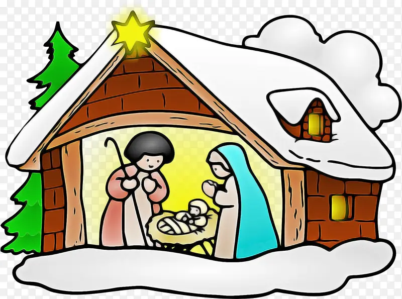 圣诞场景 卡通 小屋