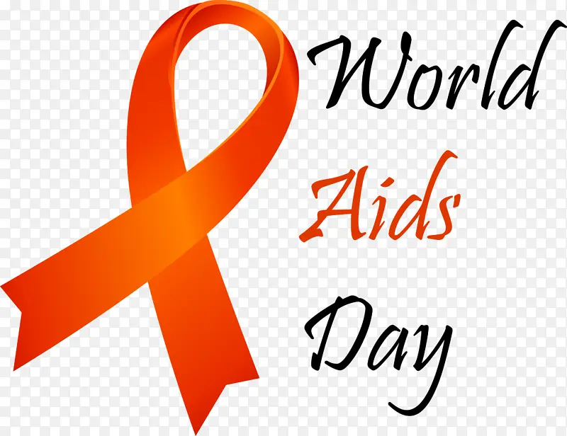 世界艾滋病日 文字 橙色