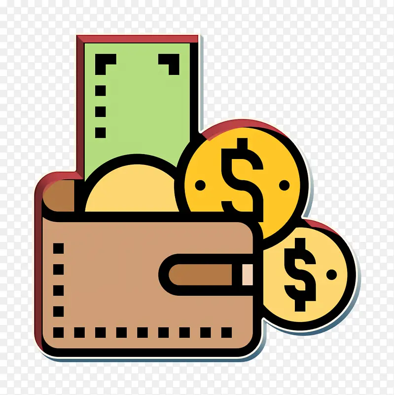 钱包图标 储蓄和投资图标 黄色