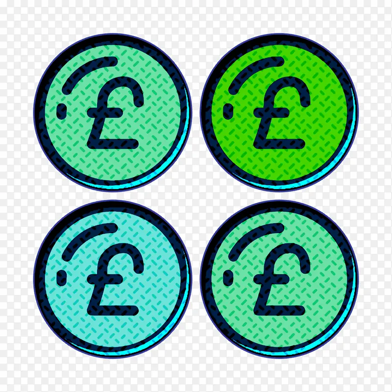 英镑图标 货币资金图标 绿松石色