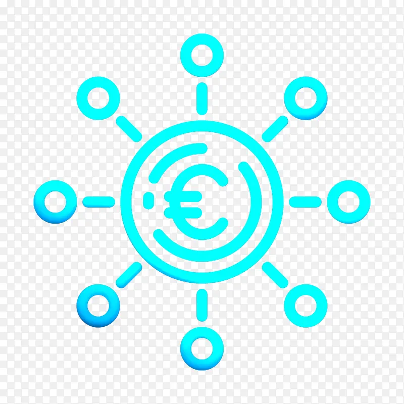 欧元图标 货币基金图标 水蓝