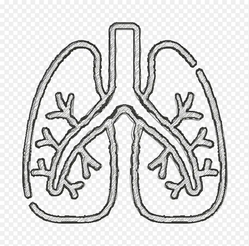 肺部图标 医学图标 线条艺术