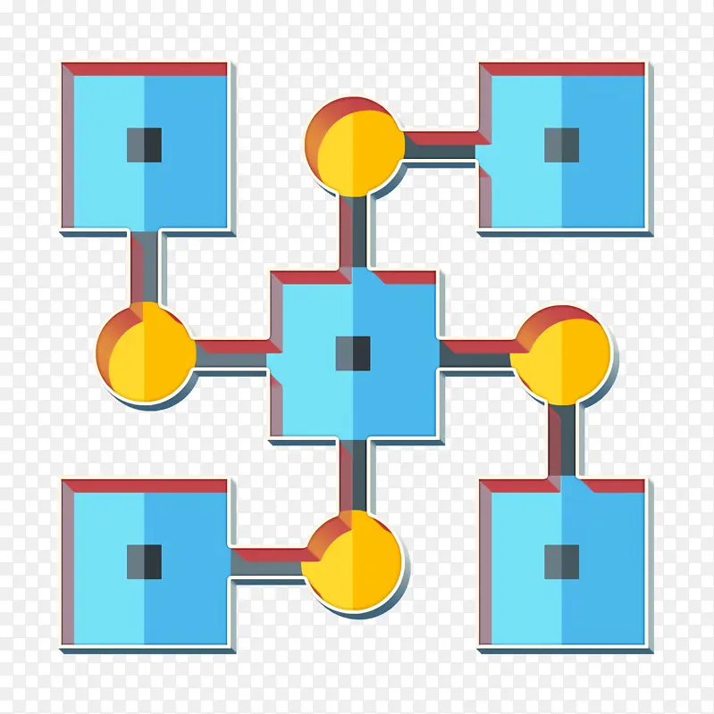 分布式图标 区块链图标 线条