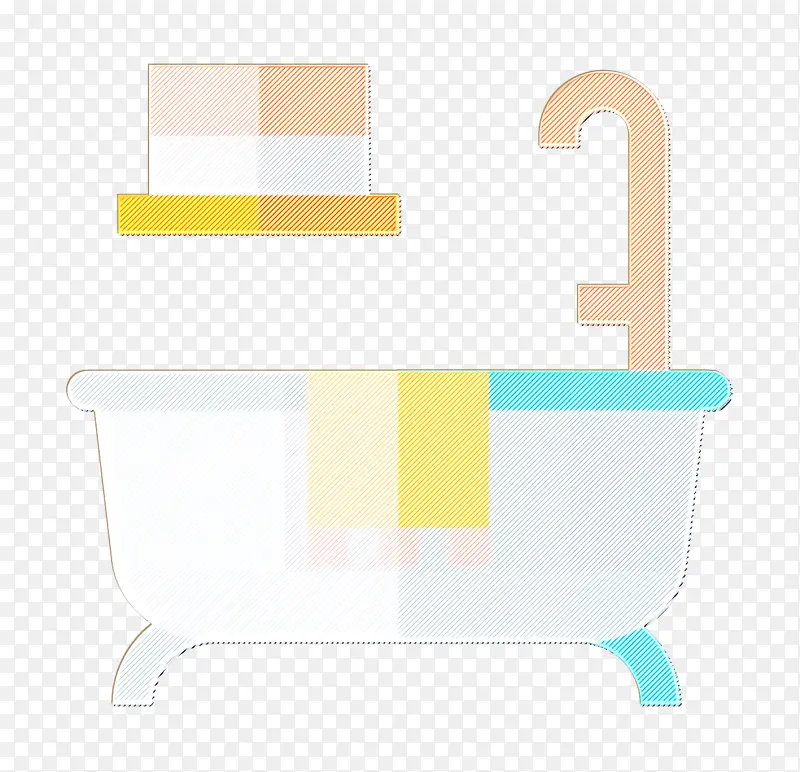 家居装饰图标 浴缸图标 黄色