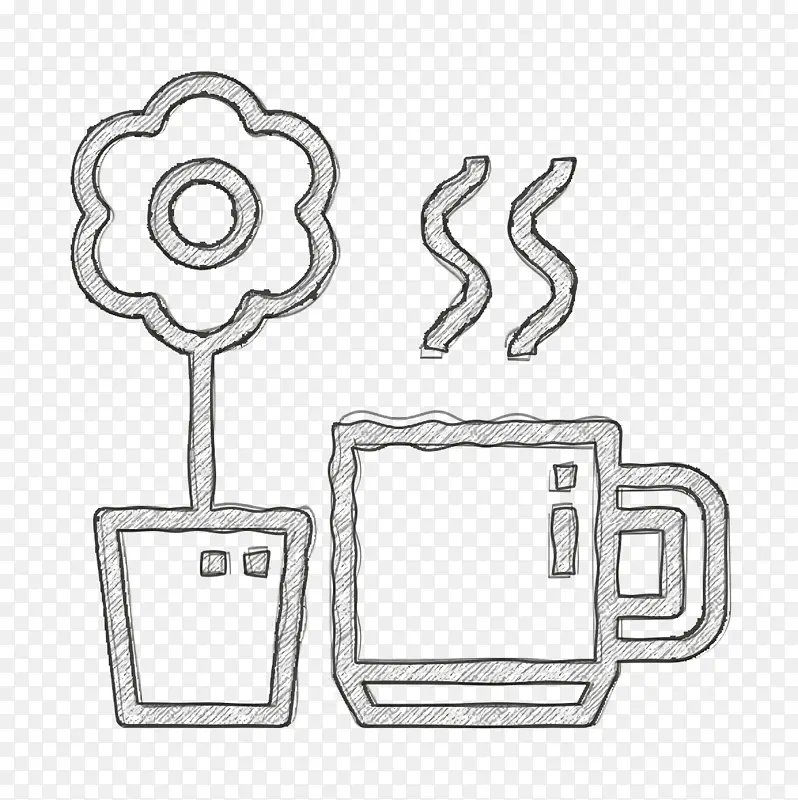 办公文具图标 咖啡杯图标 花卉图标