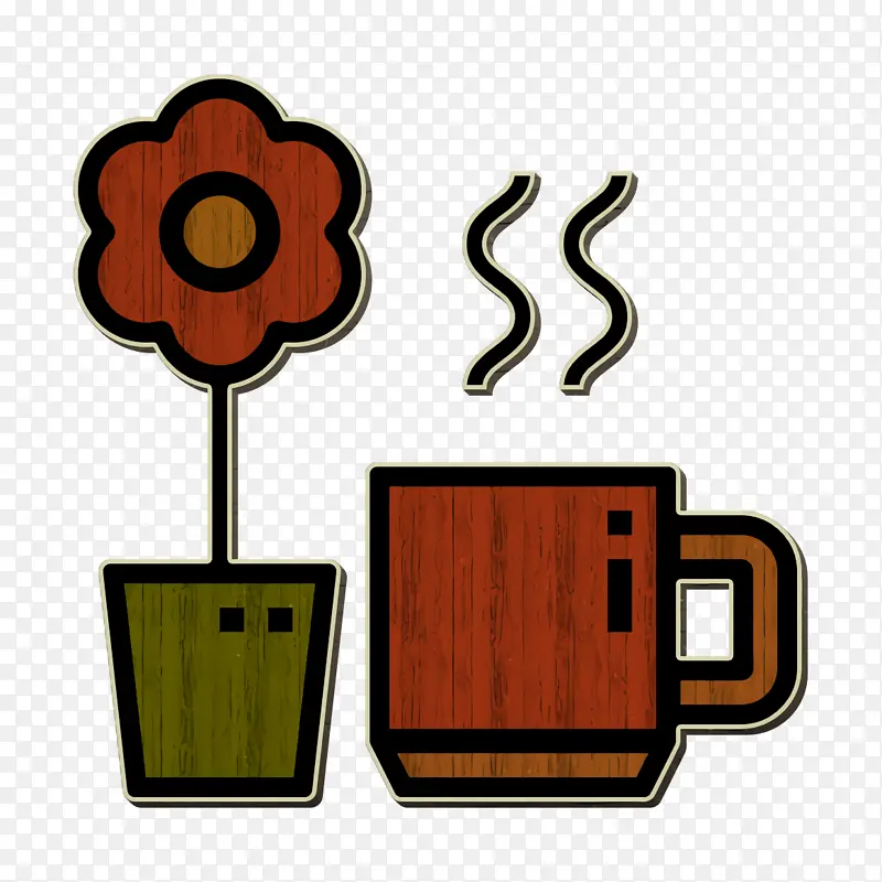 花朵图标 咖啡杯图标 办公文具图标