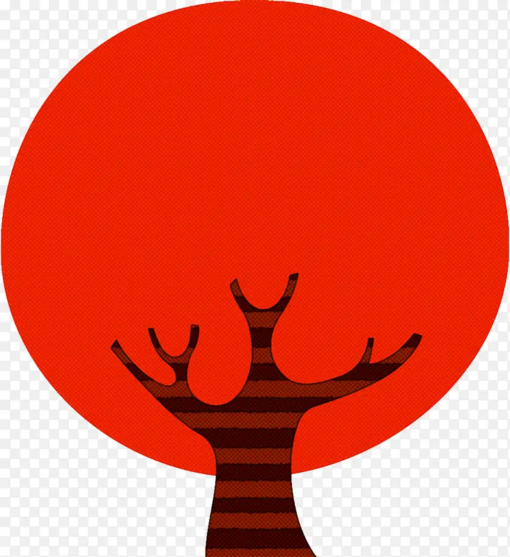 秋树 抽象卡通树 红色