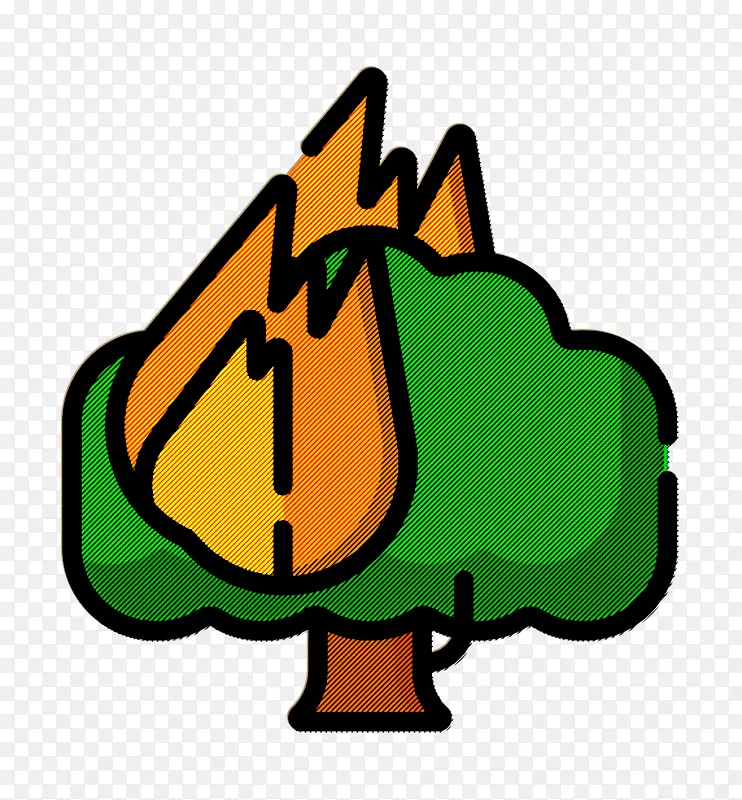 气候变化图标 森林火灾图标 绿色
