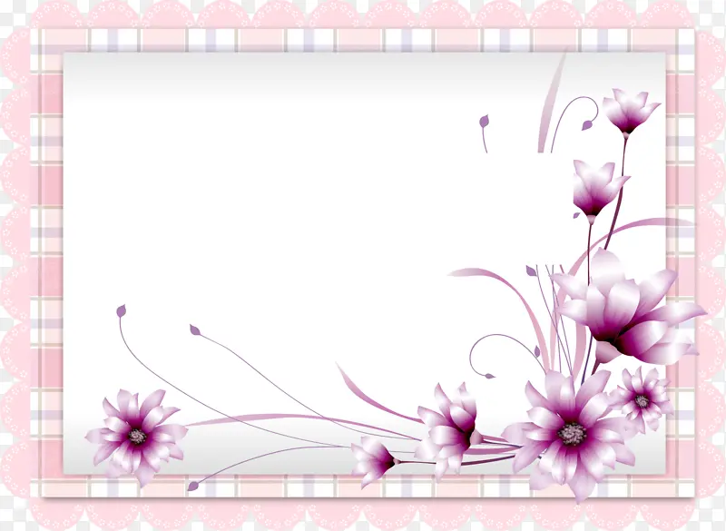 花朵矩形框 粉色 线条