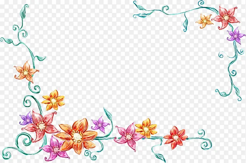 花卉矩形框 水彩 油漆