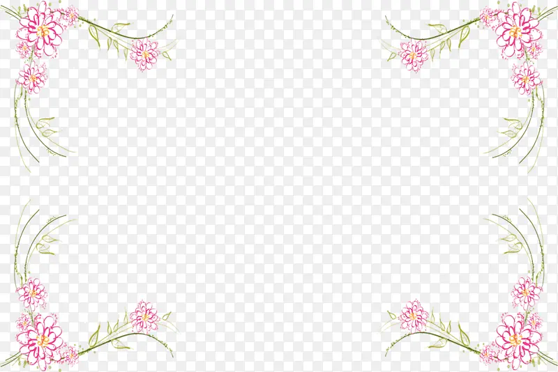 花朵矩形框 粉色 花梗
