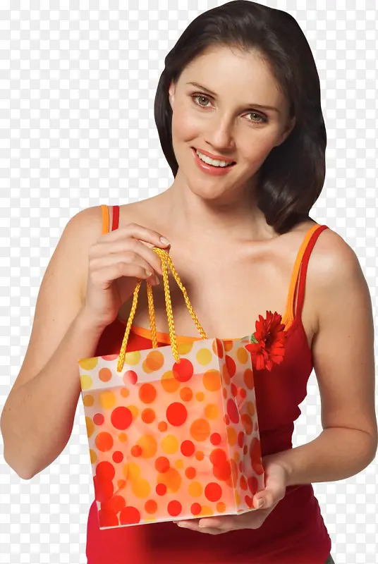 橙色 脖子 购物袋