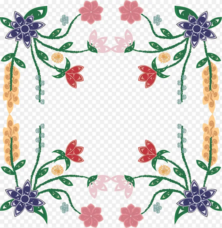 花朵矩形框 粉色 花卉设计