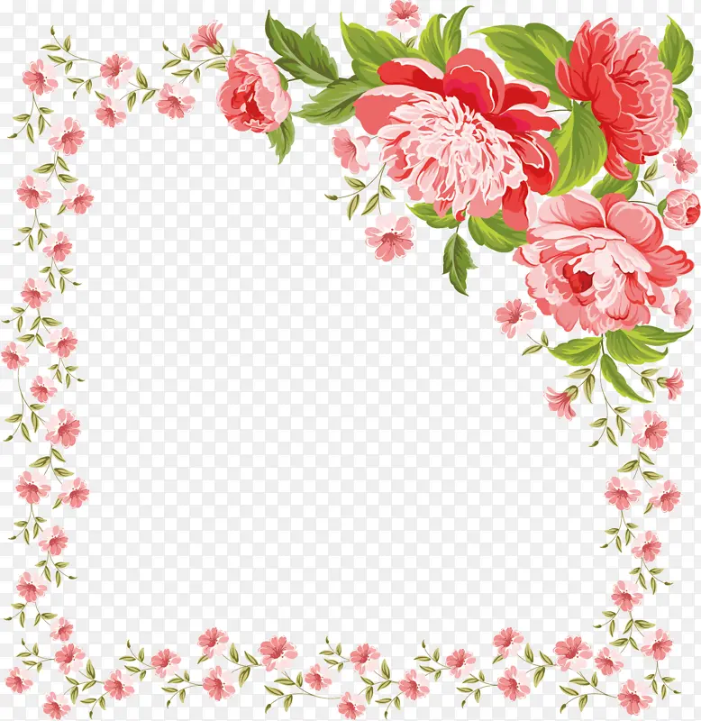 花朵矩形框 粉色 花朵