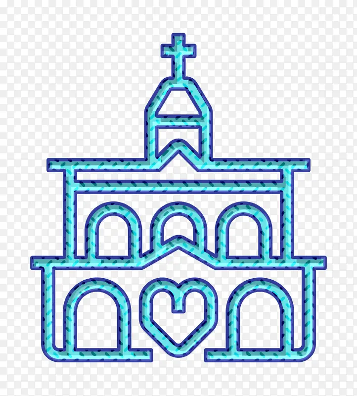 婚礼图标 教堂图标 蓝色