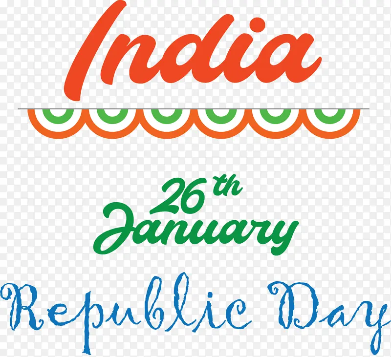 印度共和日快乐 文字 绿色