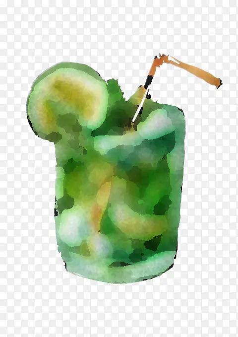 绿色 鸡尾酒装饰 饮料