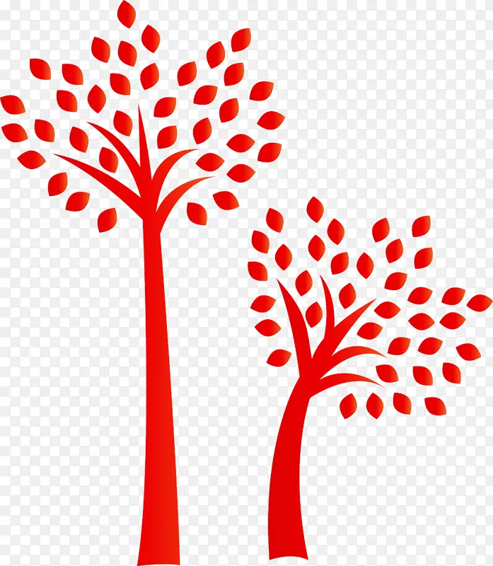 红色 叶子 树