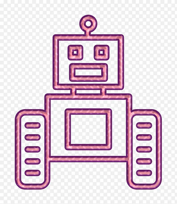 机器人图标 粉色 线条