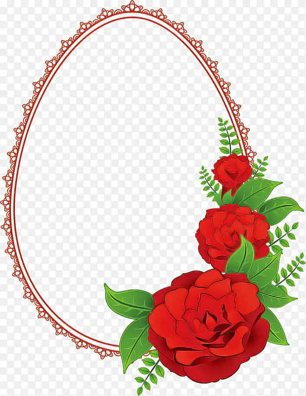 花朵椭圆形框架 红色 玫瑰