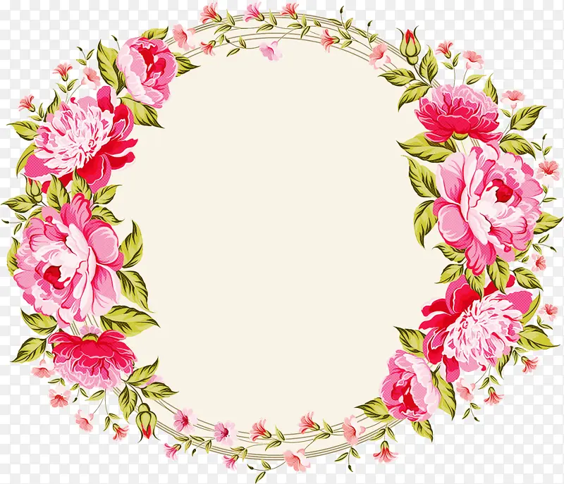 花圈框 粉色 花朵