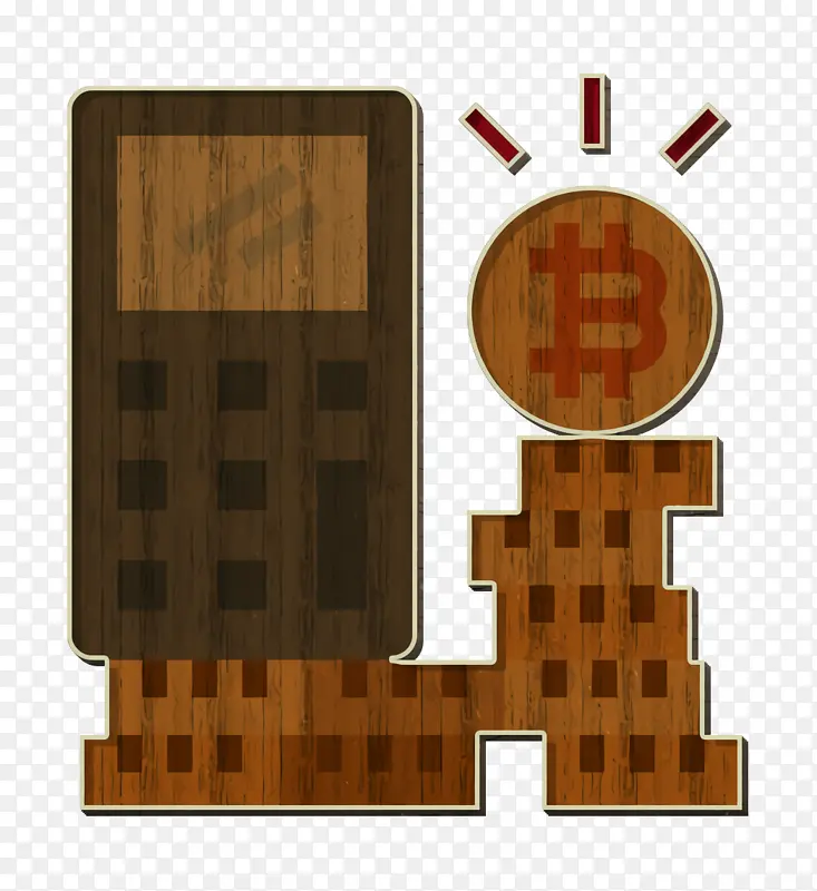 计算器图标 比特币图标 棕色