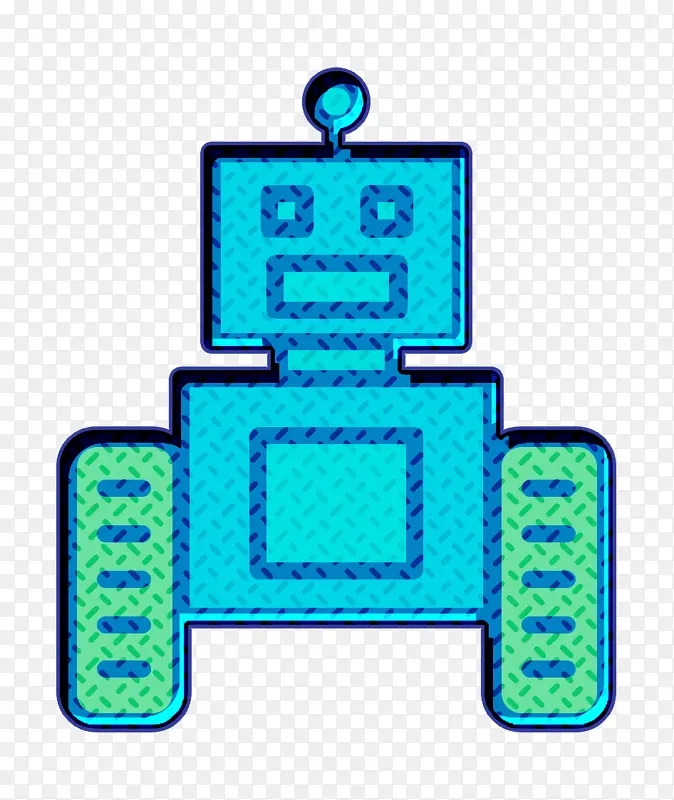 机器人图标 线条 电蓝