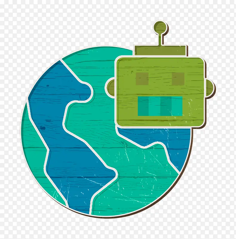 机器人图标 全球图标 绿色