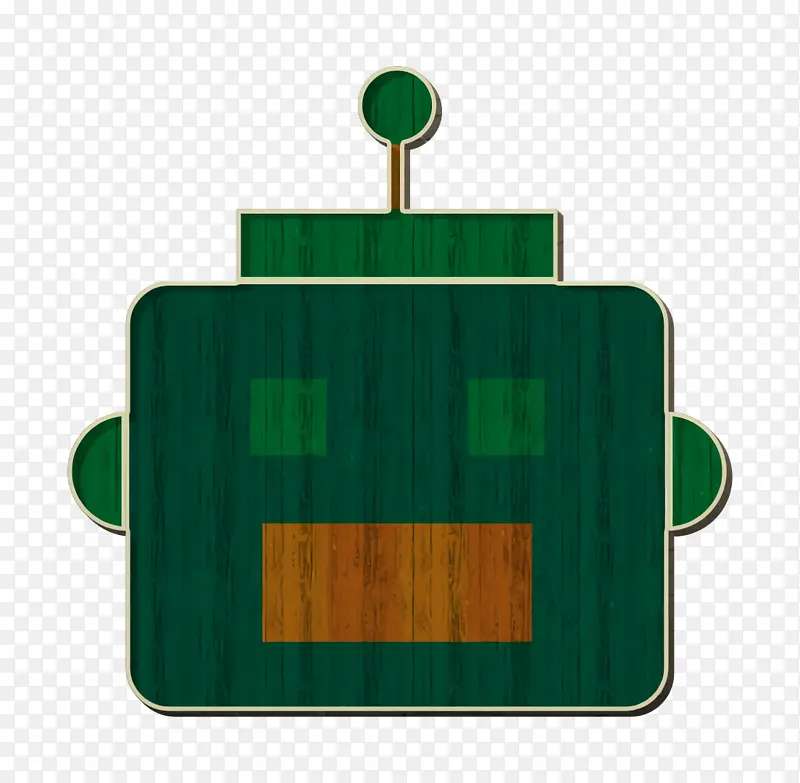 机器人图标 绿色 矩形