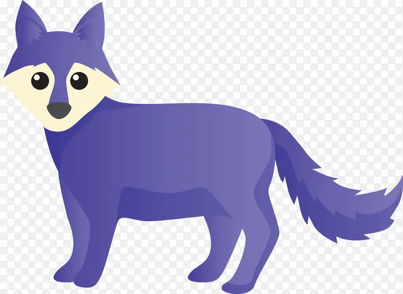 水彩狐狸 卡通 紫色