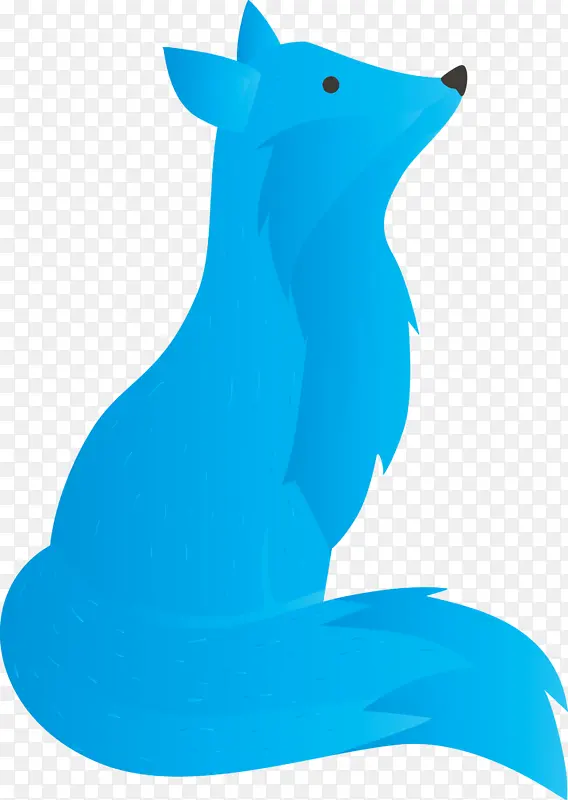 水彩画狐狸 蓝色 动物形象